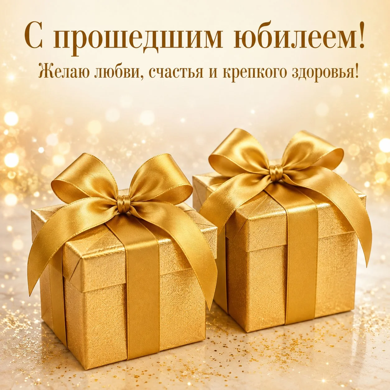Открытка с прошедшим юбилеем с подарками
