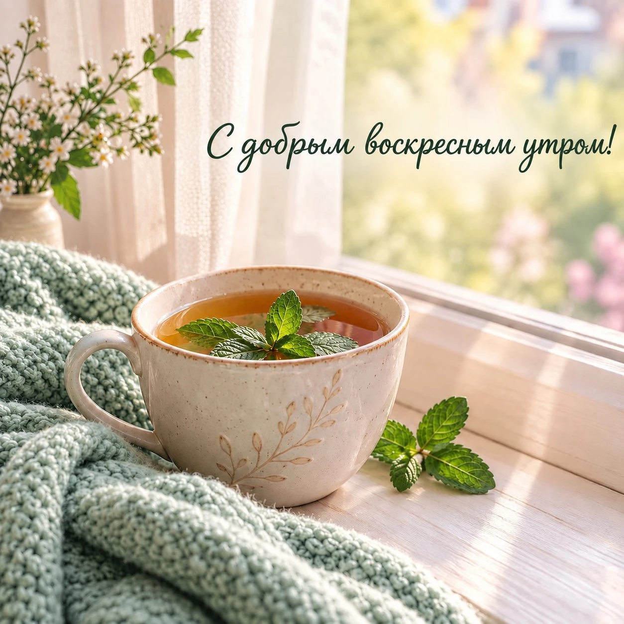 Уютная открытка с добрым утром воскресенья