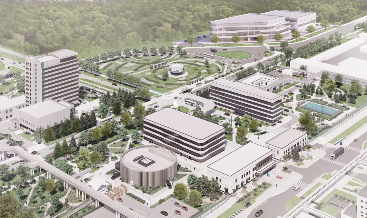 рендер делового квартала, предоставлено пресс-службой СИБУРа