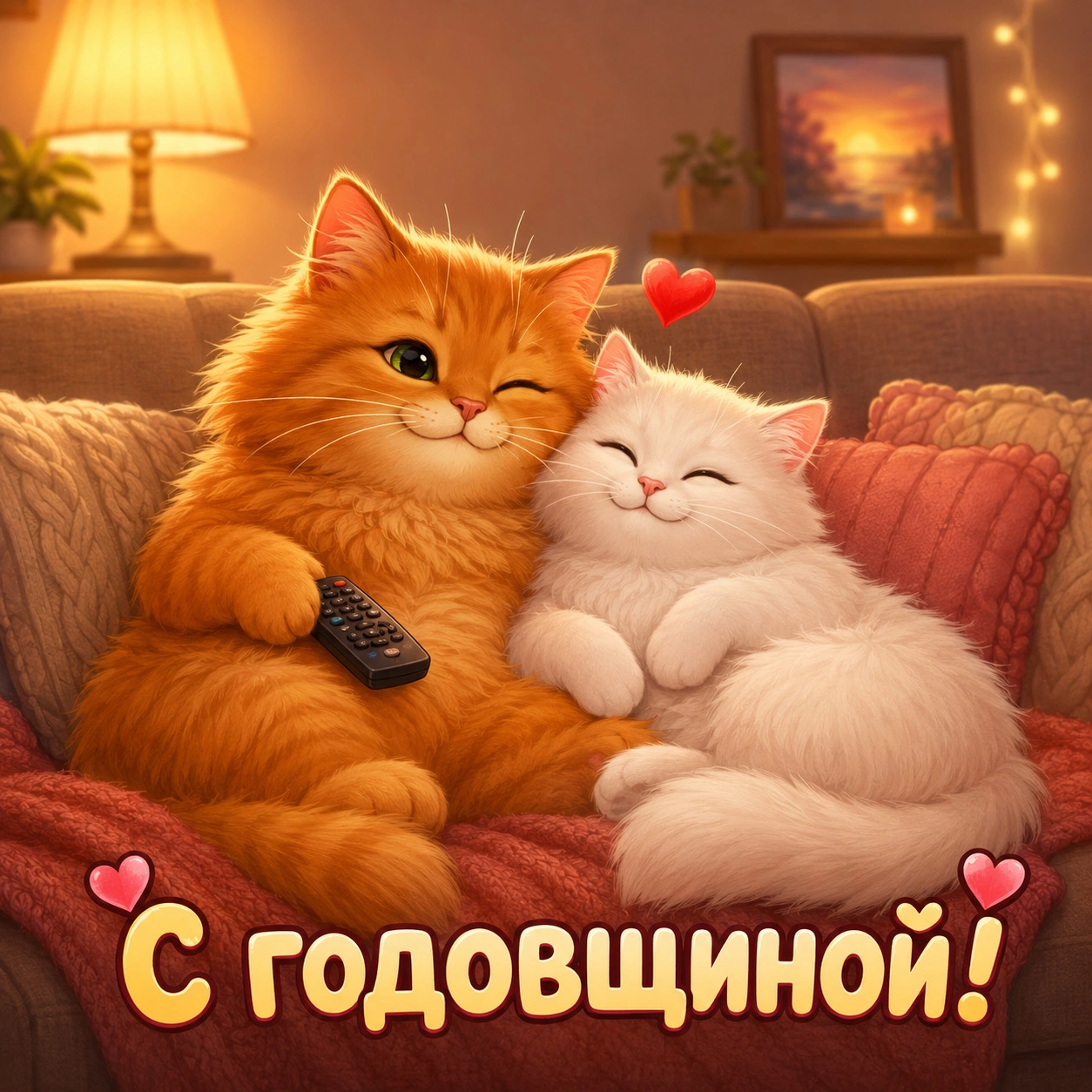 Открытка с с годовщиной свадьбы с котами