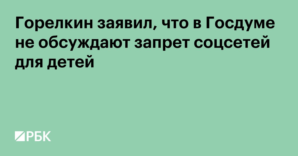 Горелкин заявил, что в Госдуме не обсуждают запрет соцсетей для детей