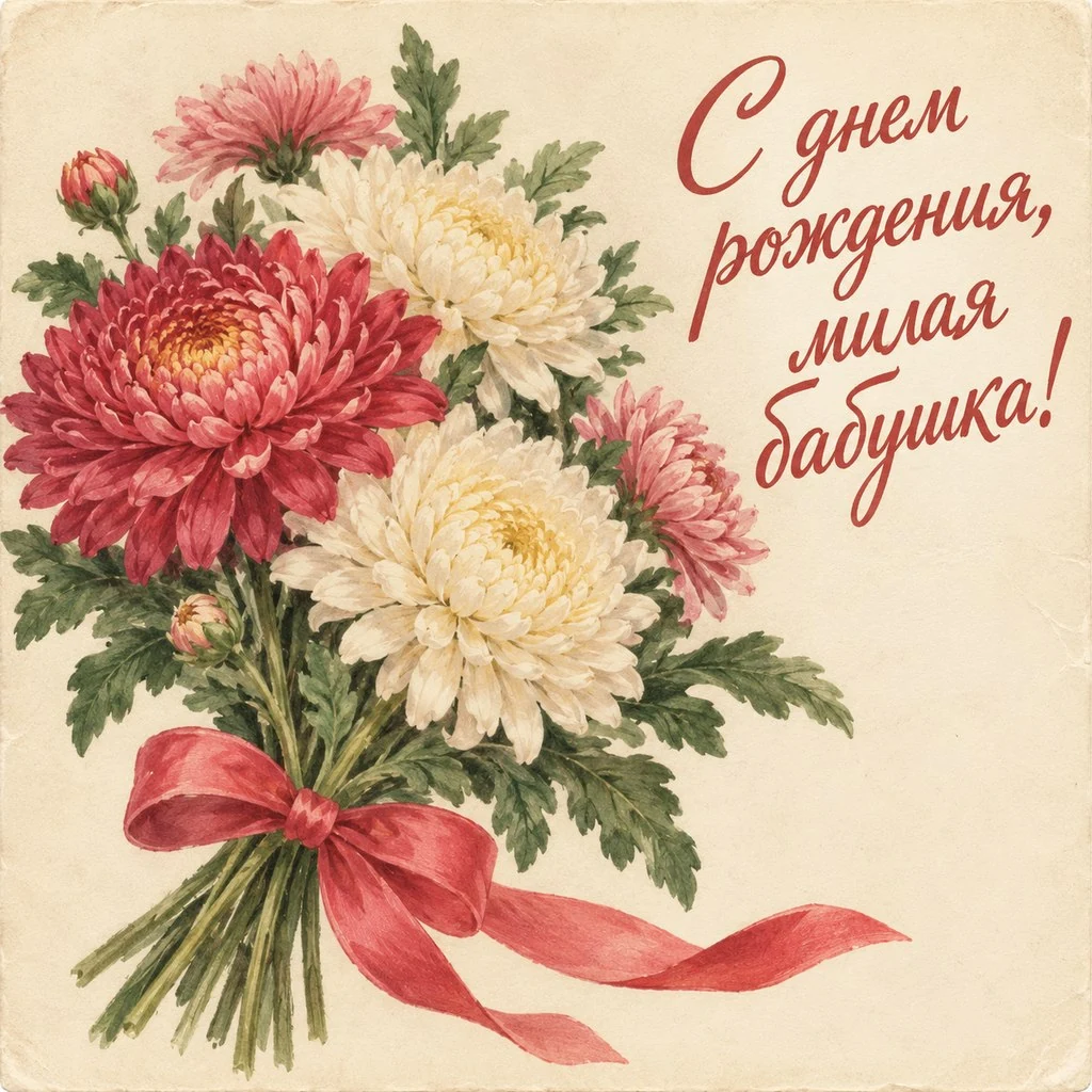 Советская открытка с днем рождения бабушке