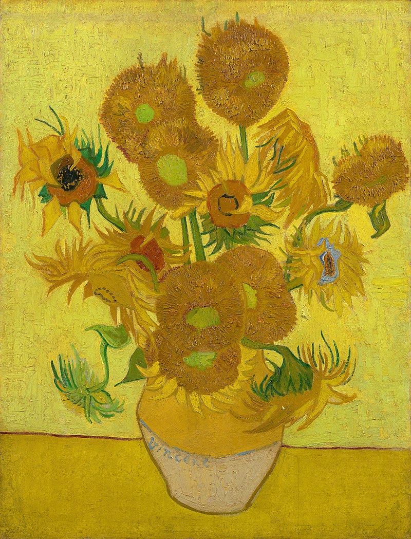 Sunflowers (F.458), repetition of the 4th version (yellow background), August 1889