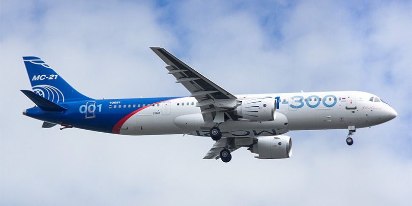 Новый российский пассажирский лайнер МС-21 совершил первый пробный полет