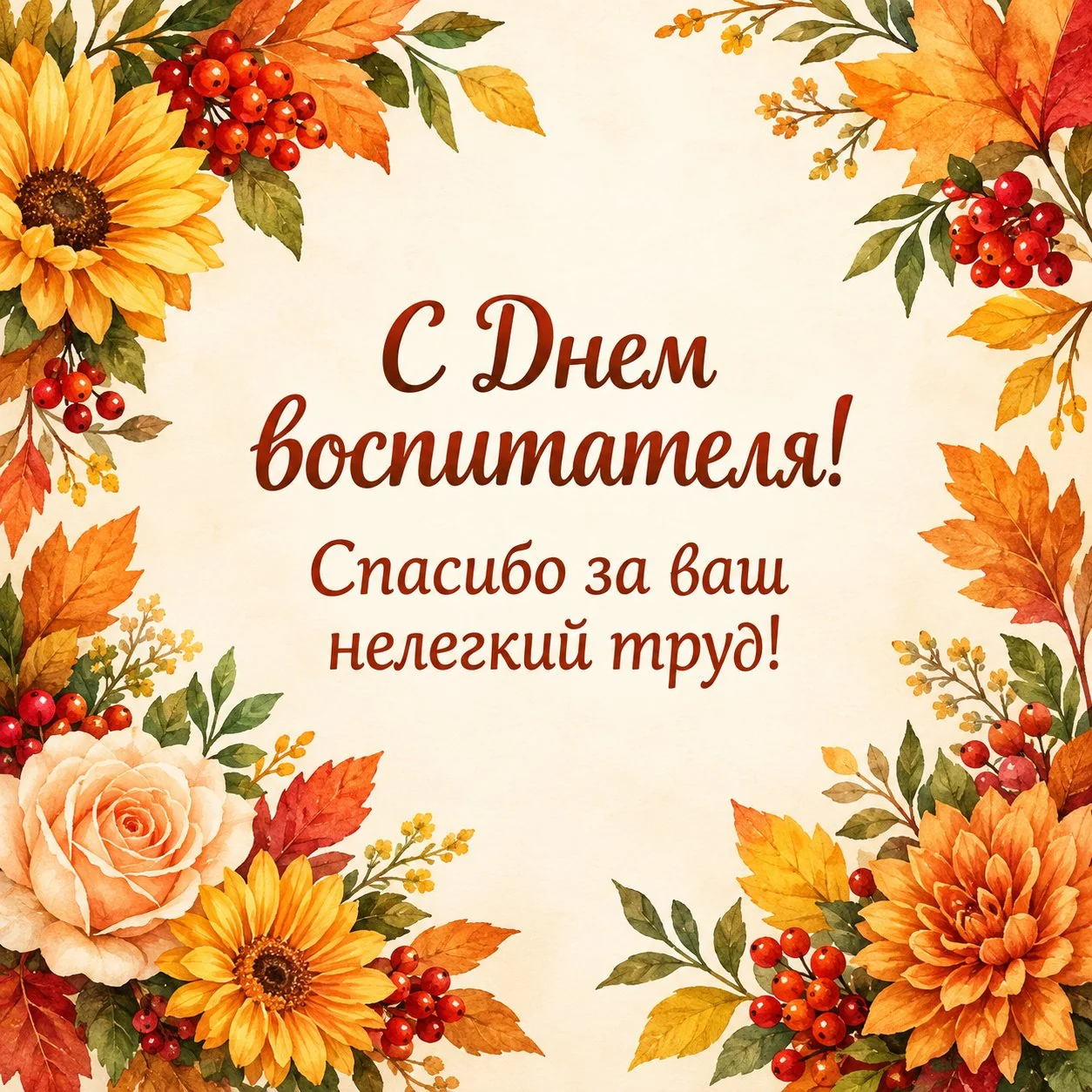 Открытка ко Дню воспитателя с благодарностью за труд