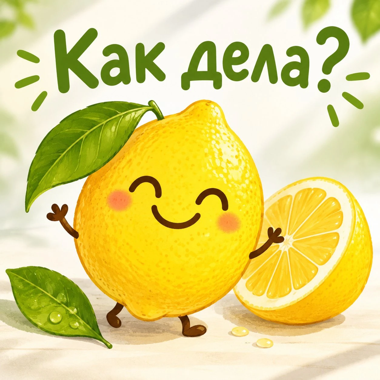 Смешная открытка с лимончиком