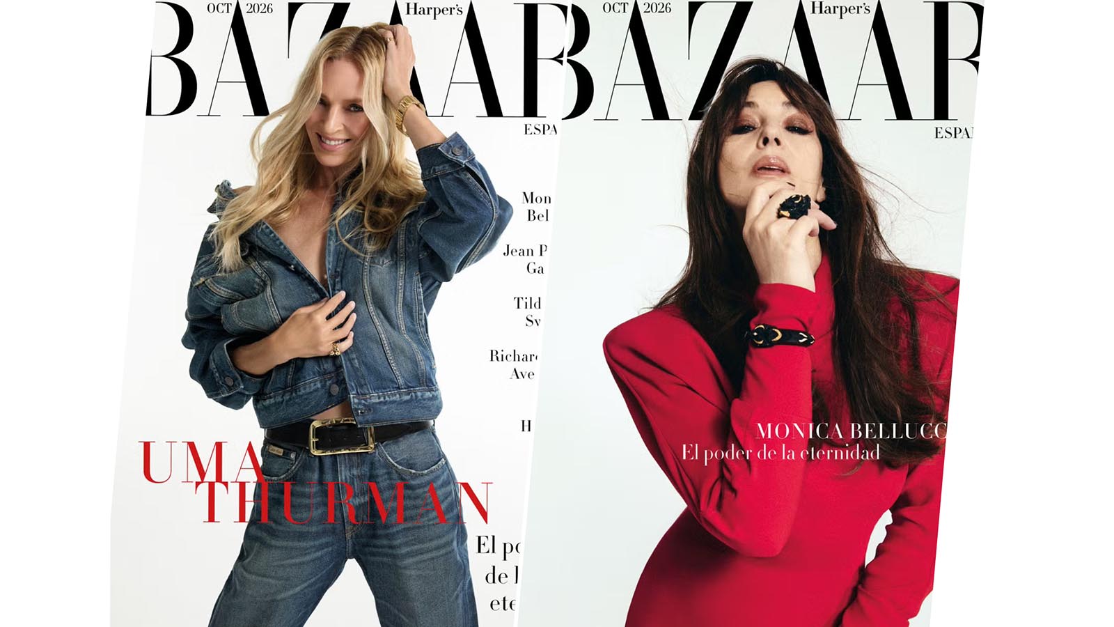 Ума Турман и Моника Беллуччи на обложке октябрьского номера испанского Harper's Bazaar