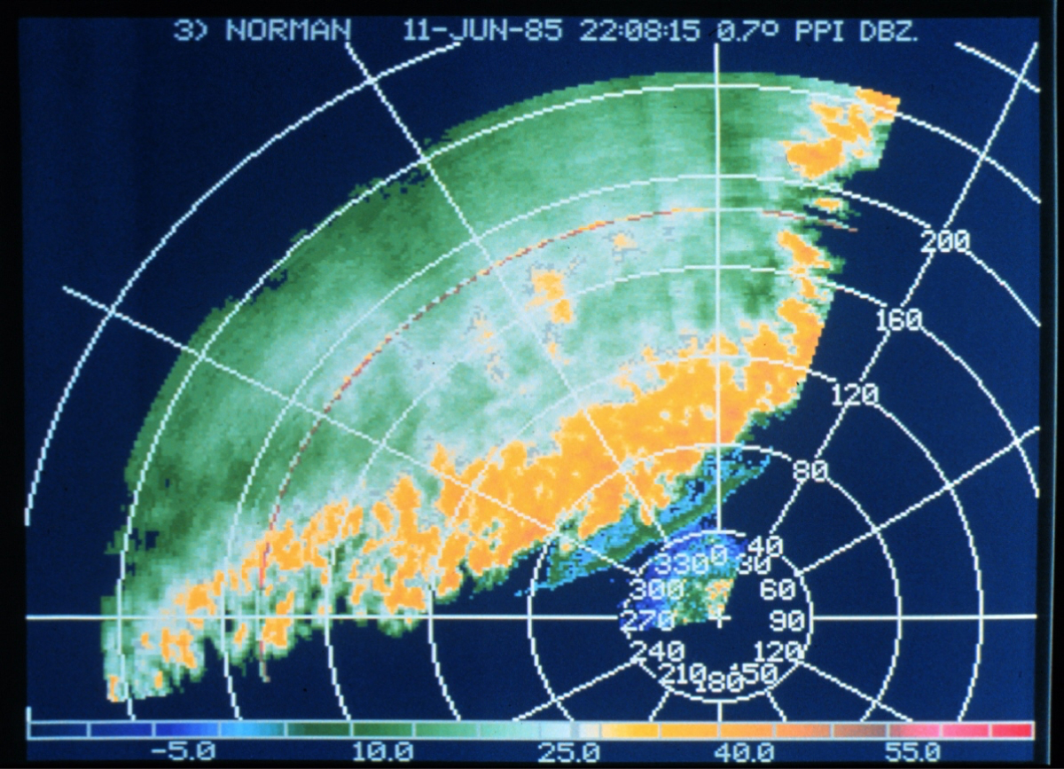 Грозовой фронт на экране метеорадара