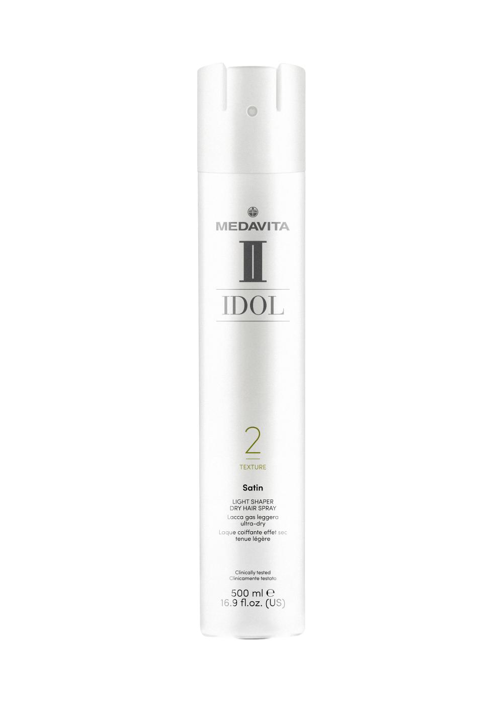 Лак для волос легкой фиксации Idol satin light shaper dry hair spray, Medavita, 2400 руб. (&laquo;Золотое яблоко&raquo;)