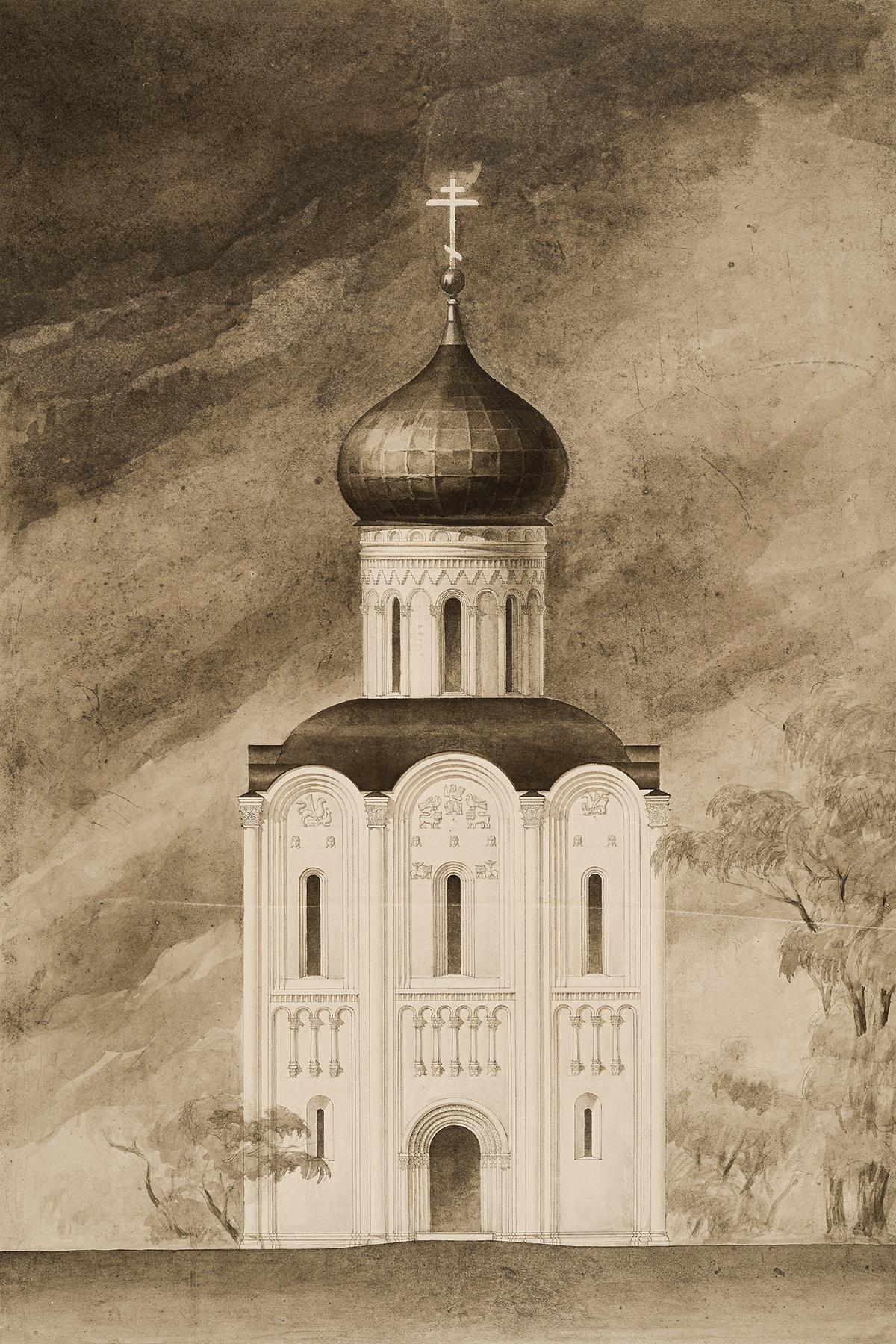 Церковь Покрова на Нерли.&nbsp;По обмерам арх. А. Мартынова.&nbsp;1939 год
&nbsp;