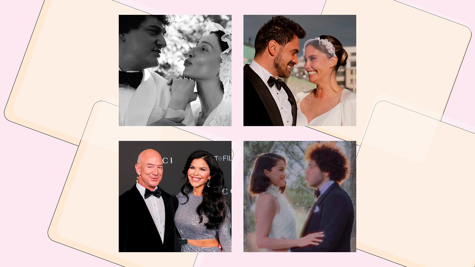 Анастасия Ивлеева и Филипп Бегак,&nbsp;Джефф Безос и Лорен Санчес,&nbsp;Cелена Гомес и Бенни Бланко