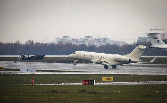 Место крушения самолета Falcon в аэропорту Внуково
