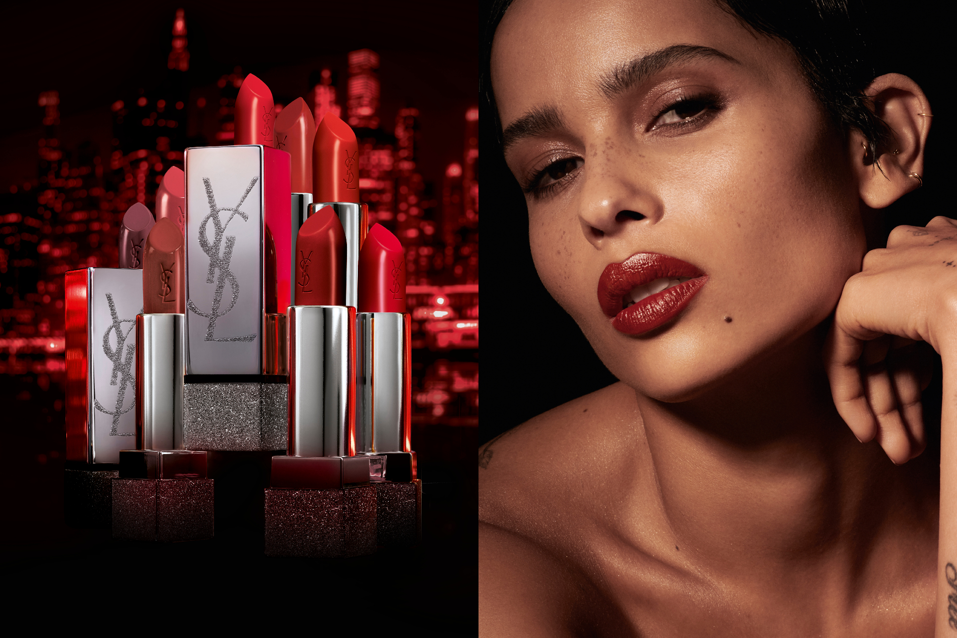 Коллекция помад для губ YSL Beaut&eacute; Х Zoё X Rouge Pur Couture и Зои Кравиц, амбассадор YSL Beaut&eacute; Global Makeup and Fragrance