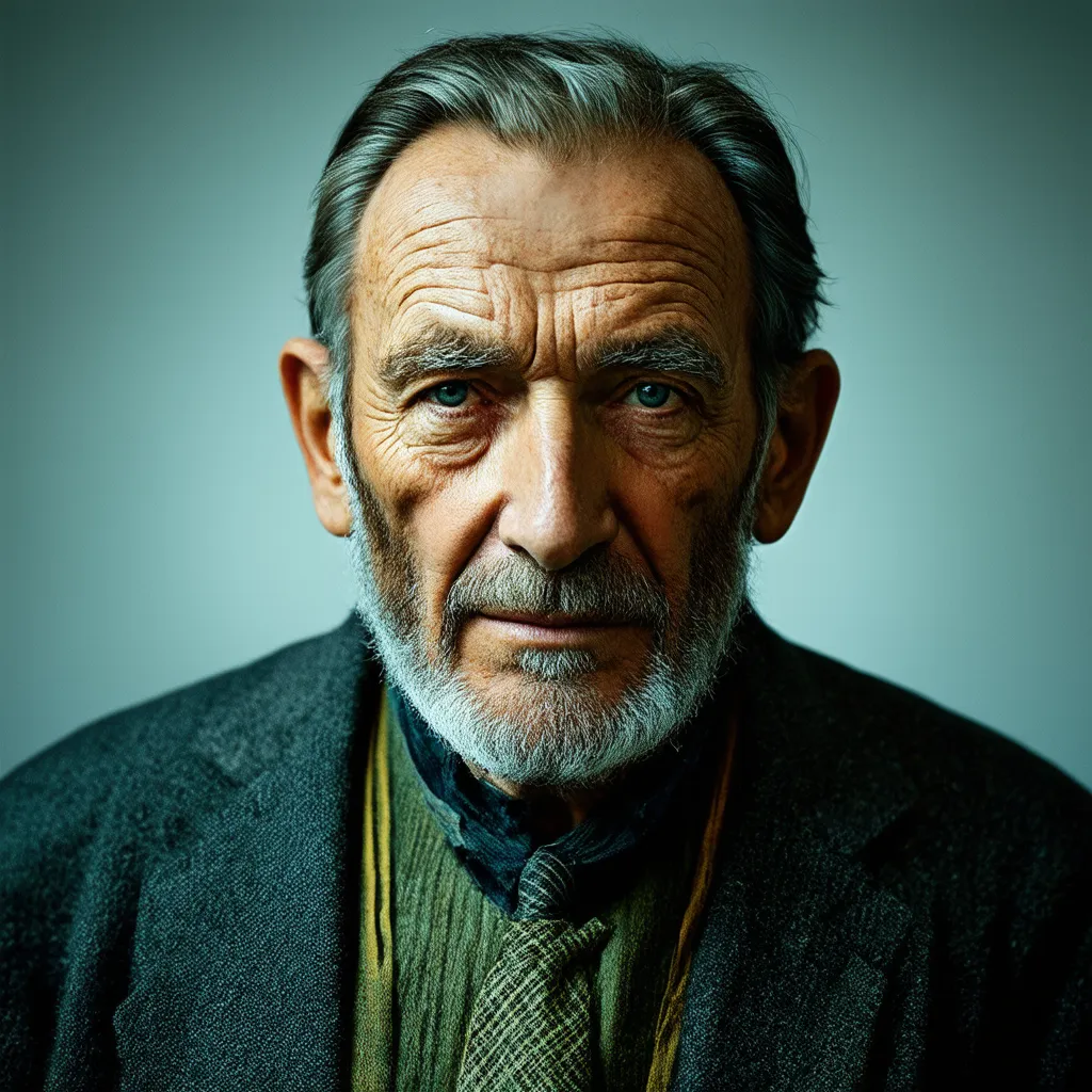 Портрет по запросу «a portrait of old man, cold color palette, muted colors, detailed, 8k»