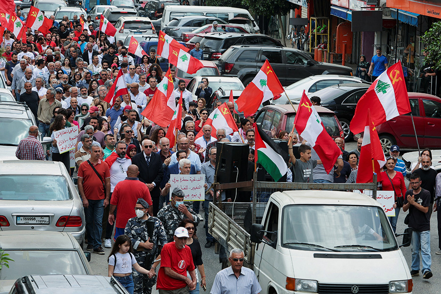 Набатия, Ливан. Демонстрация, организованная Ливанской коммунистической партией