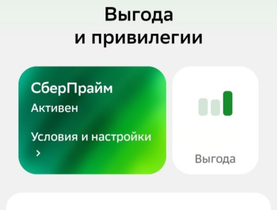 Если подключена подписка &laquo;СберПрайм&raquo;, то вы увидите надпись &laquo;Активен&raquo;