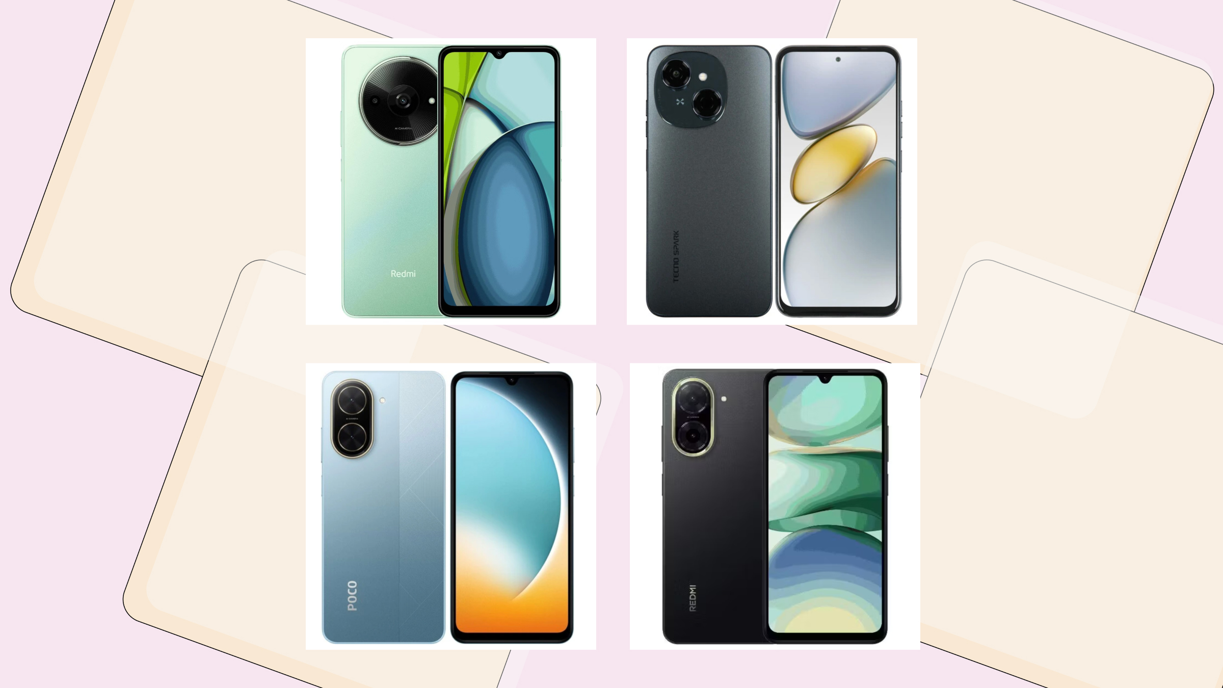 Xiaomi Redmi A3x; Tecno SPARK GO 1; Poco C71; Xiaomi Redmi A5