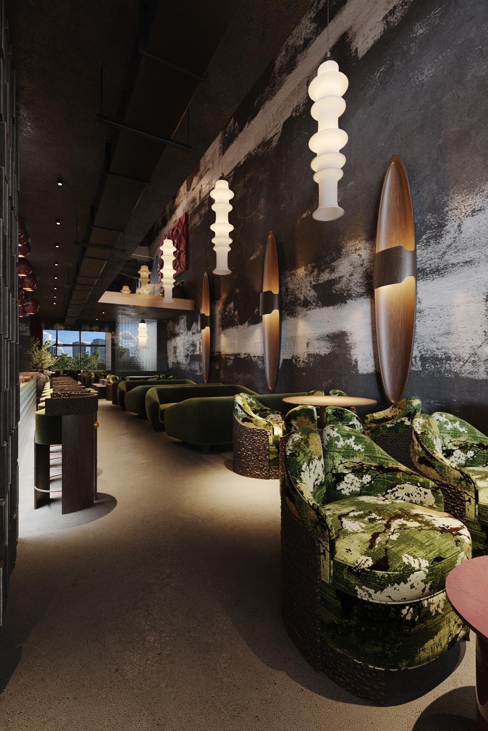 Интерьер кальянной сети «Мята»