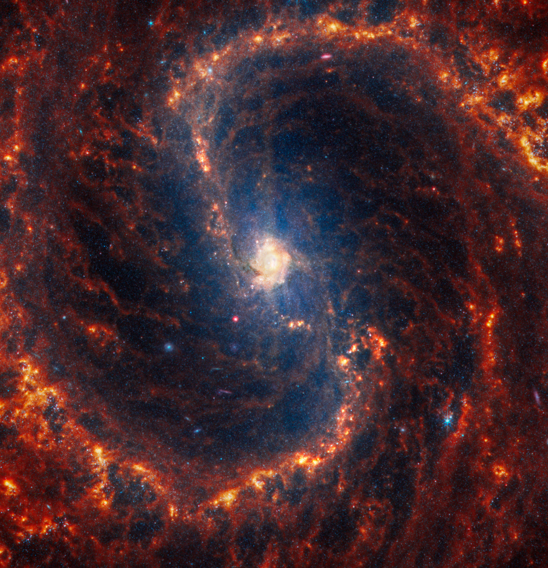 Галактика NGC 4535, расположенная в созвездии Девы, находится примерно в 50 млн световых лет от Земли. Яркие голубоватые цвета указывают на присутствие большего числа молодых звезд