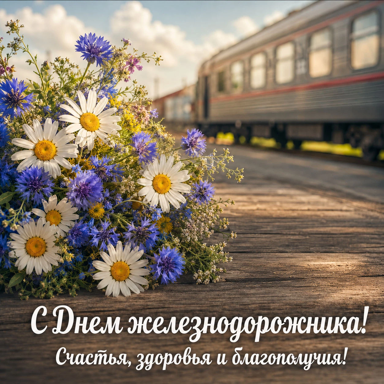 Поздравительная открытка ко Дню железнодорожника