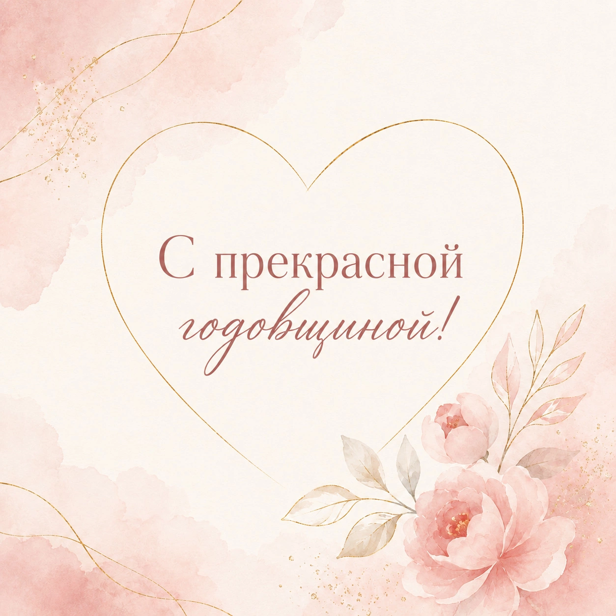Романтичная открытка и поздравление «С прекрасной годовщиной!»