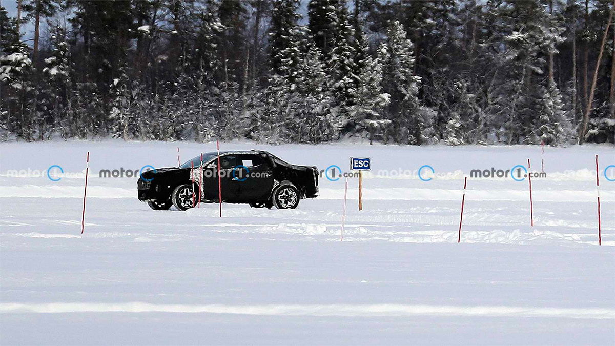 Первый пикап Hyundai испытали на замерзшем озере. Фото