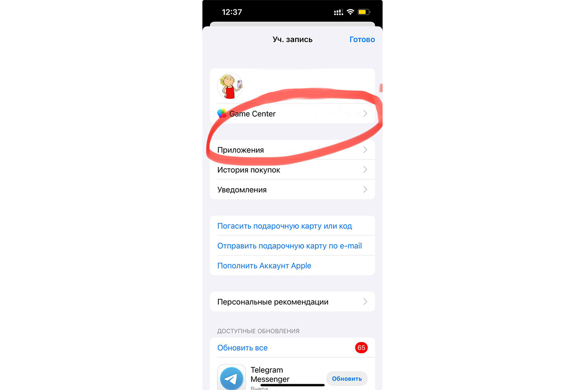 Если у вас пустой кошелек в Appstore, под надписью «Game Center» будет пусто
