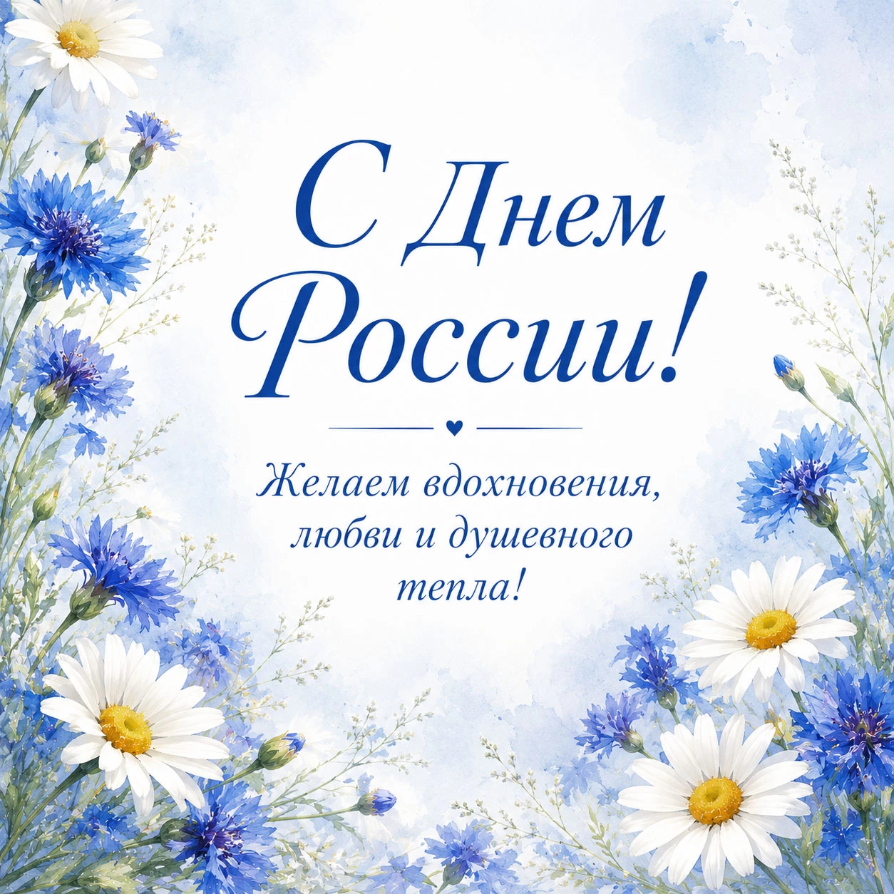 Открытка с поздравлениями ко Дню России