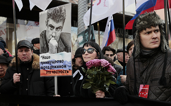 Акция памяти политика Бориса Немцова в&nbsp;Москве