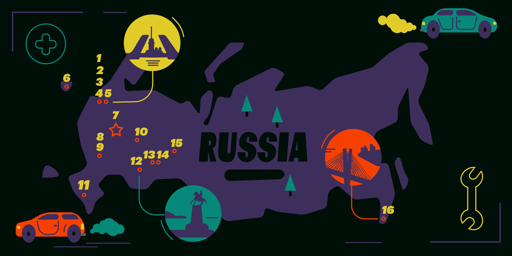 Карта заводов: где и какие автомобили собирают в России