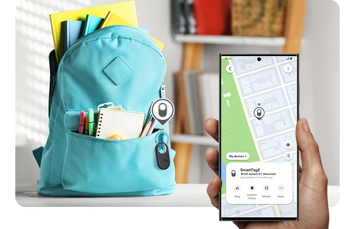Samsung SmartTag на рюкзаке