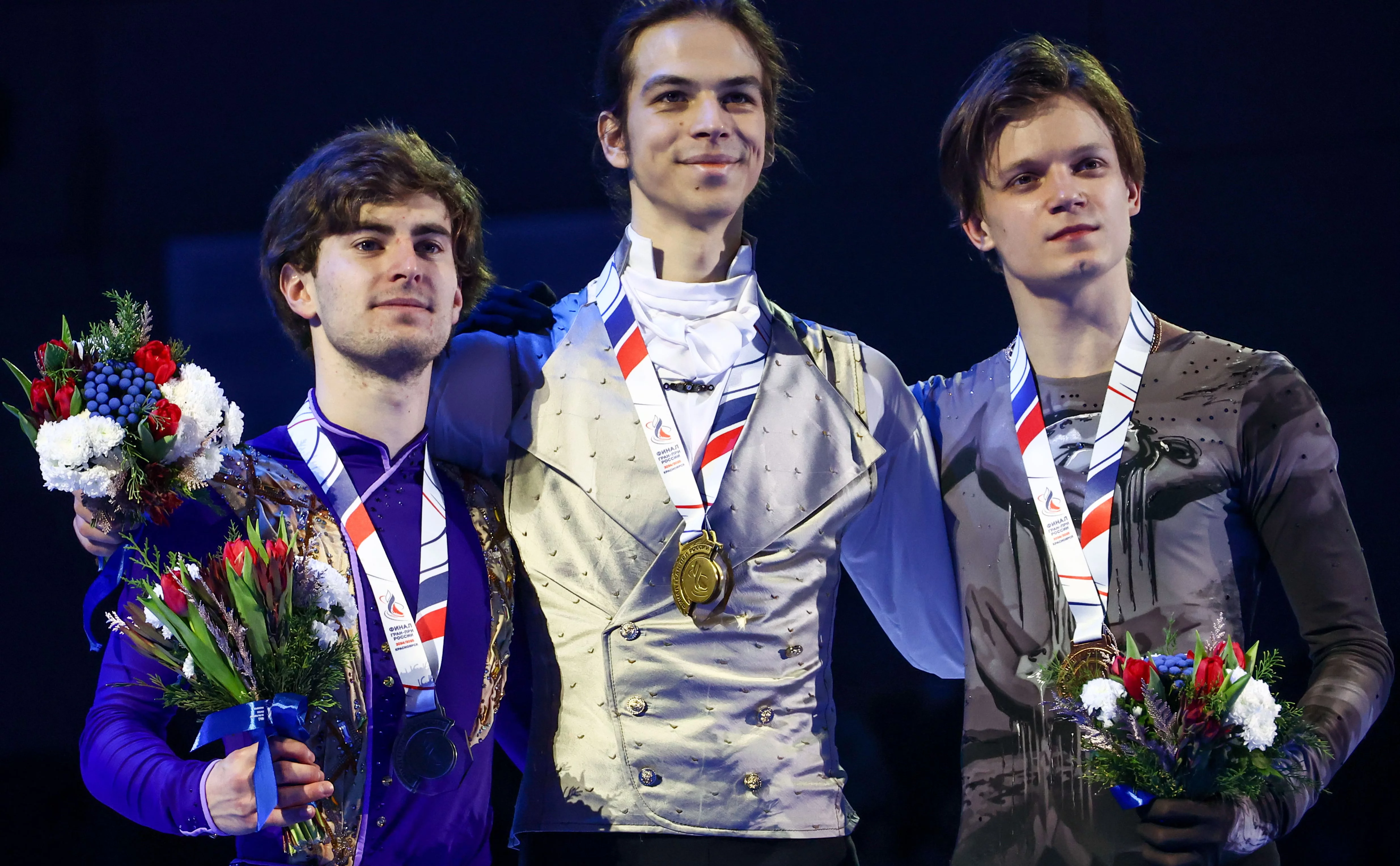 Марк Кондратюк, Петр Гуменник и Евгений Семененко (слева направо) ( Кирилл Кухмарь/ТАСС)