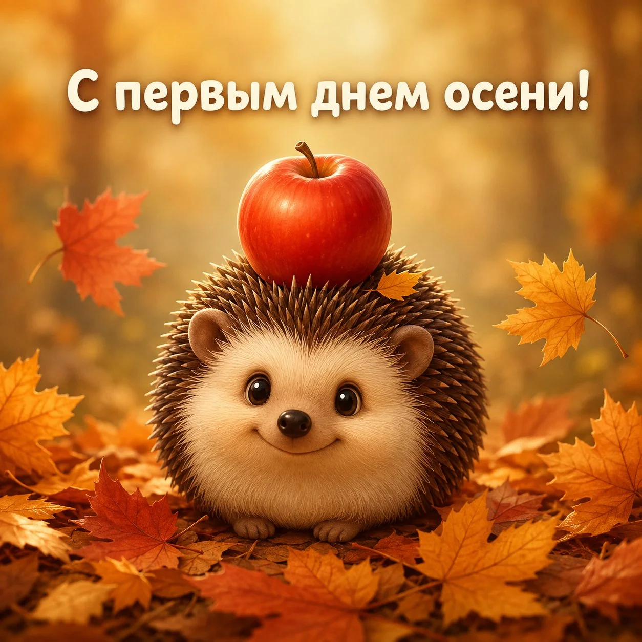 Милая открытка с первым днем осени