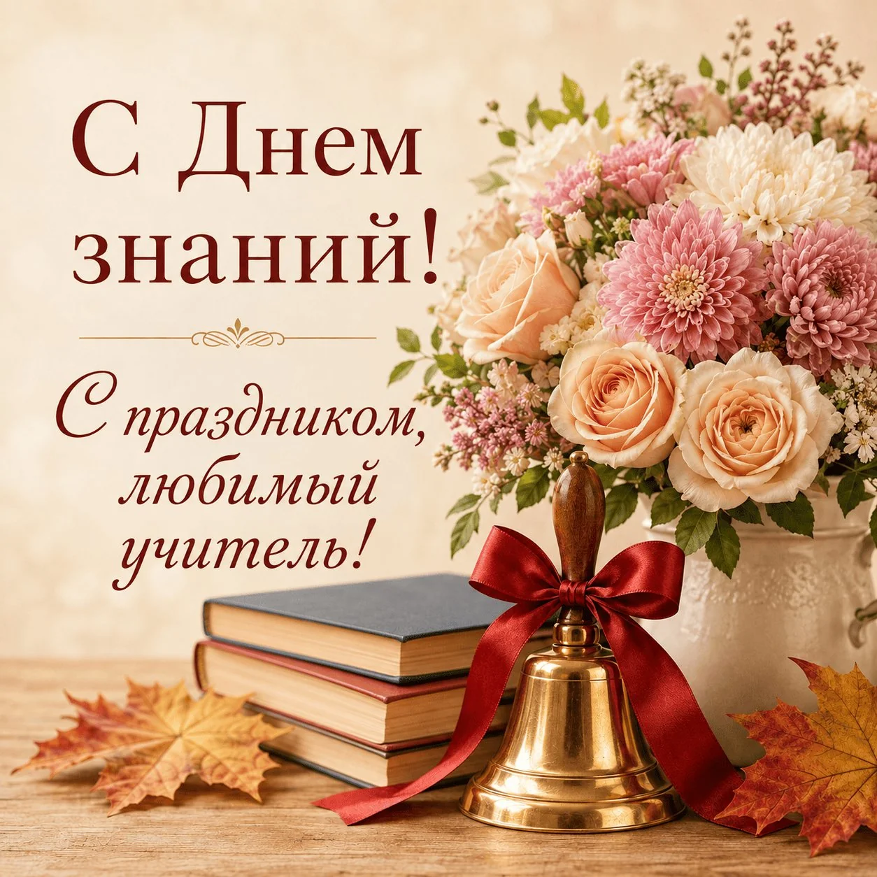 Красивая открытка с 1 Сентября любимому учителю