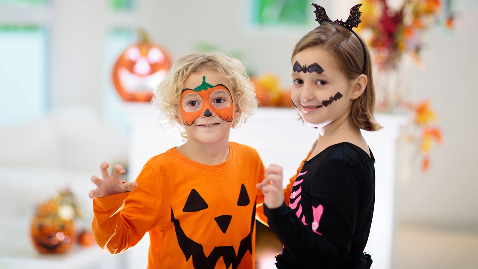 Примеры аквагрима на Хэлоуин для детей