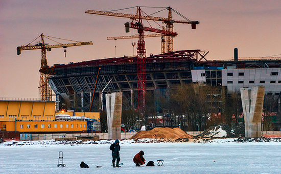 Вид на&nbsp;строящийся стадион &laquo;Зенит Арена&raquo;, январь 2015 года
