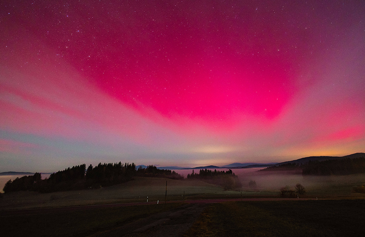 Северное сияние в Баварии, Германия