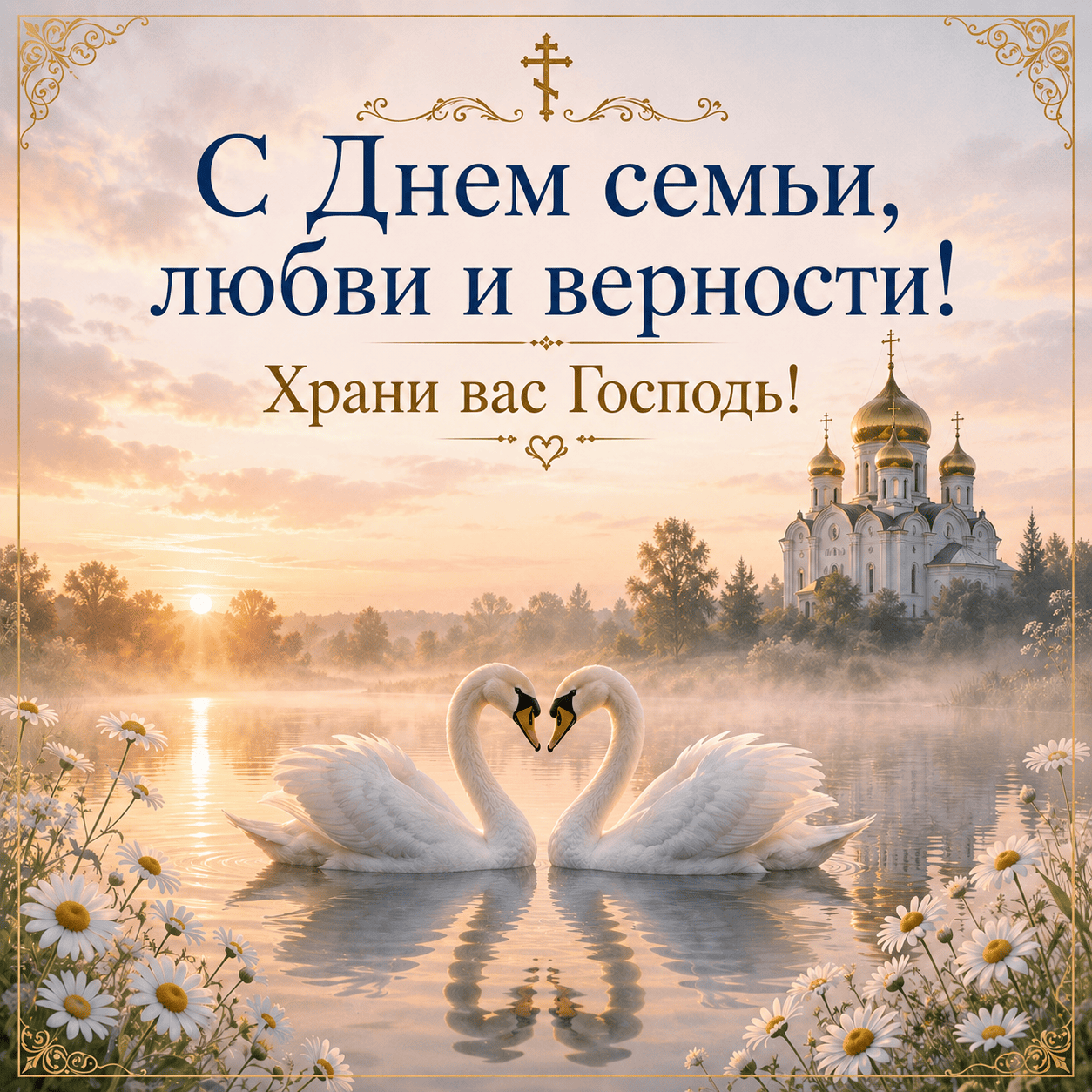 Православная открытка с Днем семьи, любви и верности