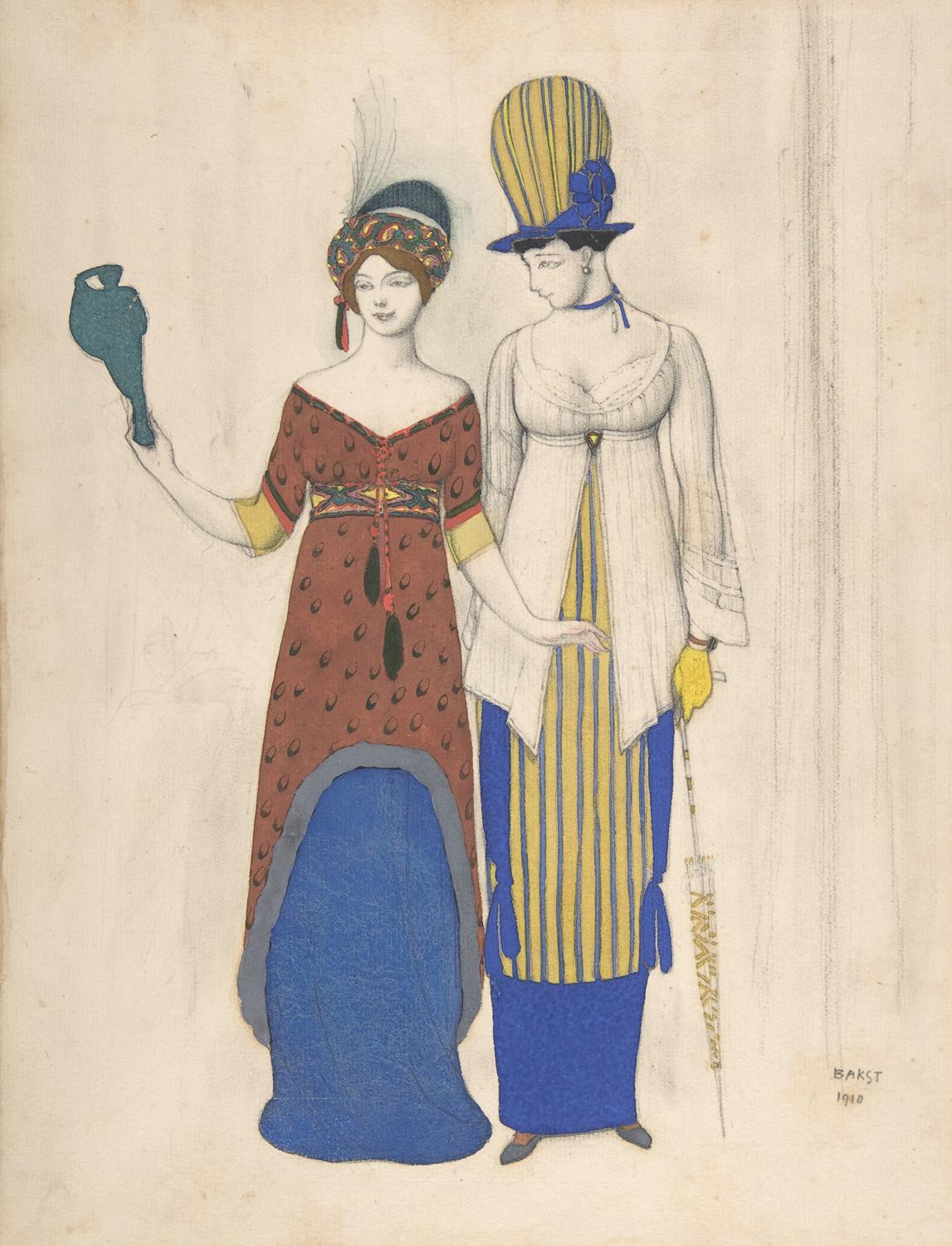 Рисунок с двумя женскими фигурами, Леон Бакст, 1910