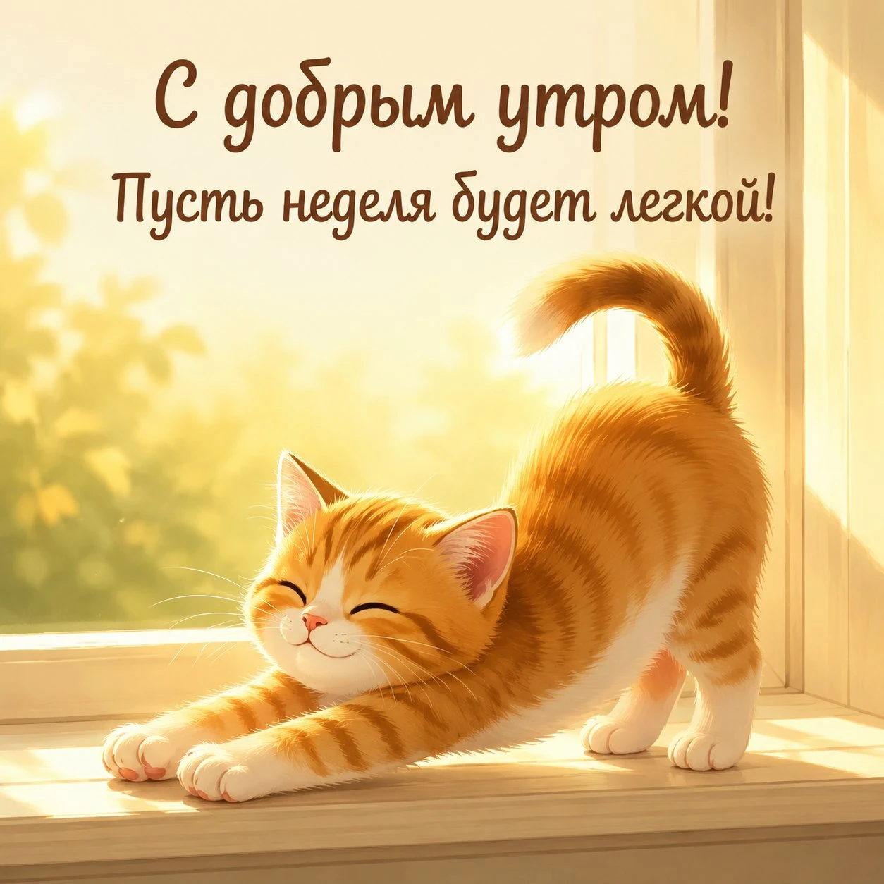 Милая открытка с котенком и пожеланием легкой недели