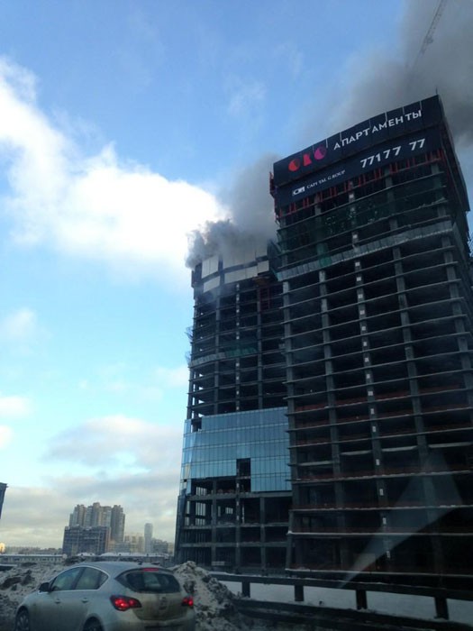 Произошел пожар в одной из строящихся башен "Москва-Сити"