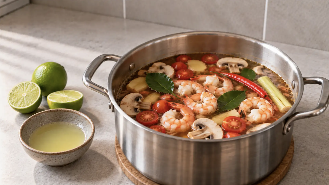 Перемешайте суп и добавьте лайм по вкусу