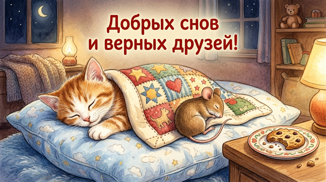 Открытки «Спокойной ночи!» для родных и любимых: 25 уютных картинок