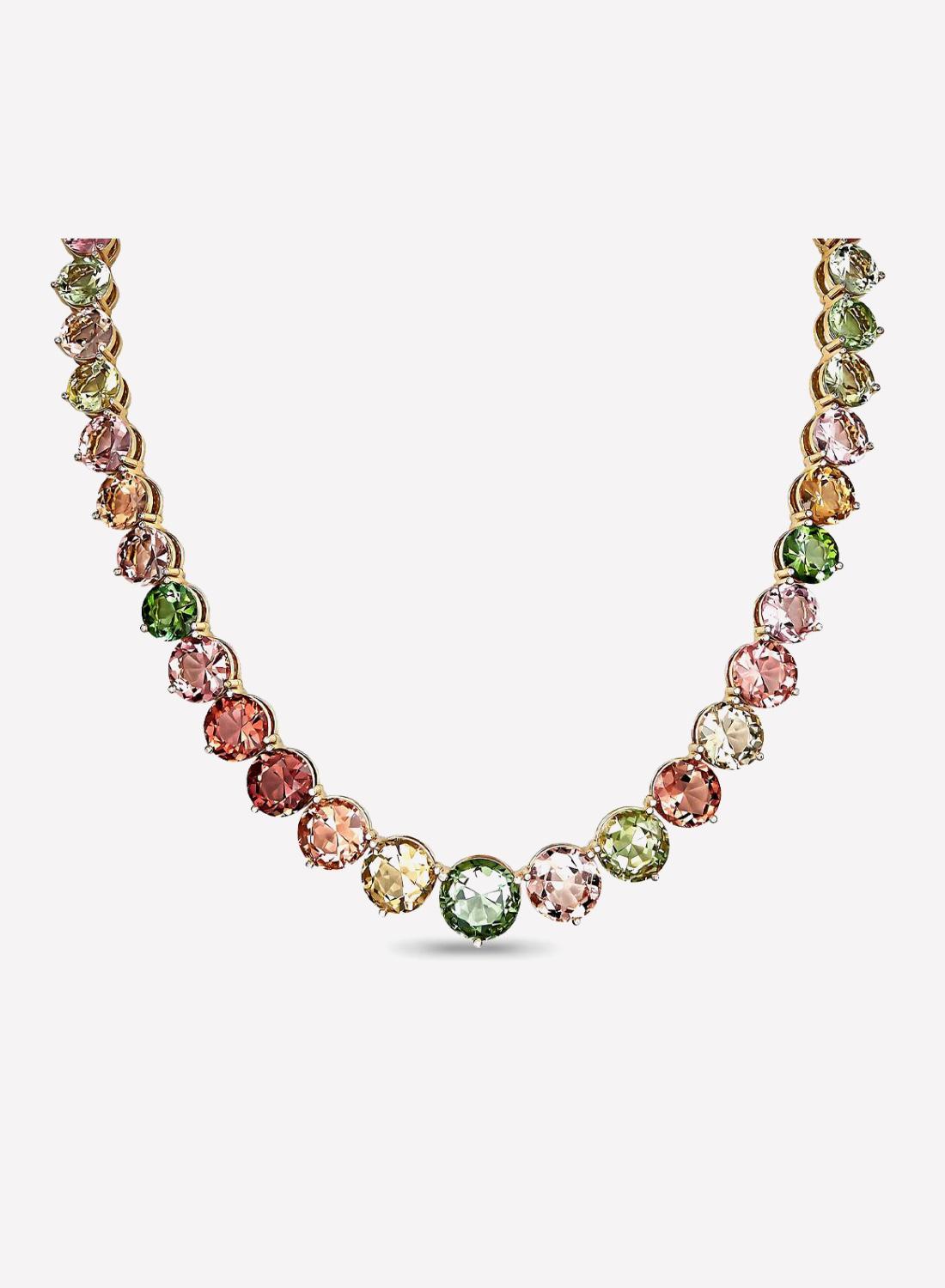 Колье, розовое золото, разноцветные турмалины, Shiko