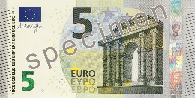 Европейский центробанк показал новую купюру в 5 евро. ФОТО