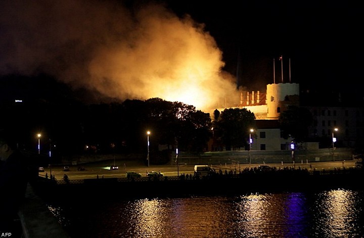 Пожар в Рижском замке обесточил часть латвийской столицы