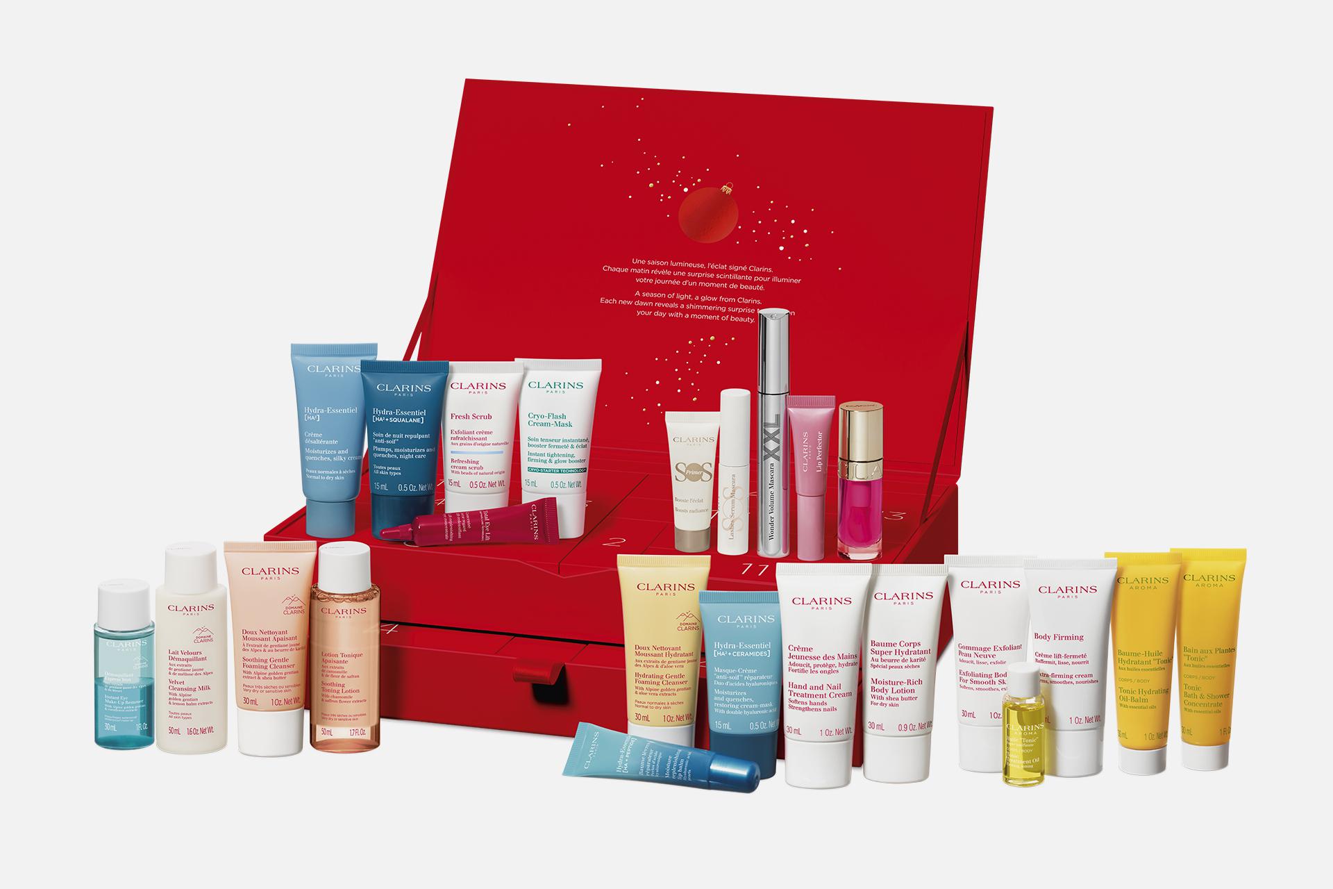 Адвент-календарь с 24 средствами ухода и макияжа, Clarins