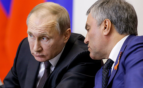 Владимир Путин (слева) и&nbsp;Вячеслав Володин



