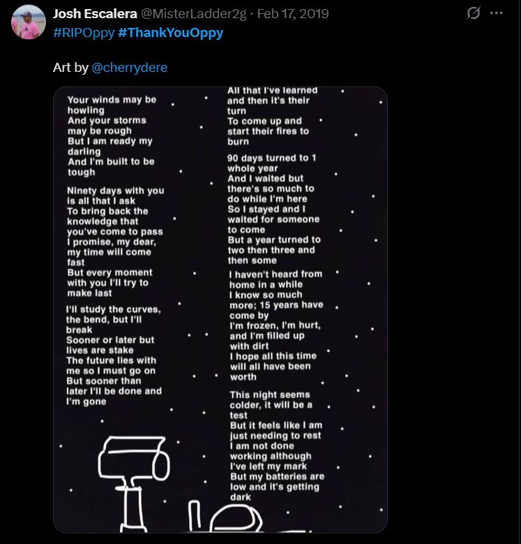 Реакция на завершение миссии Opportunity в Twitter&nbsp;

