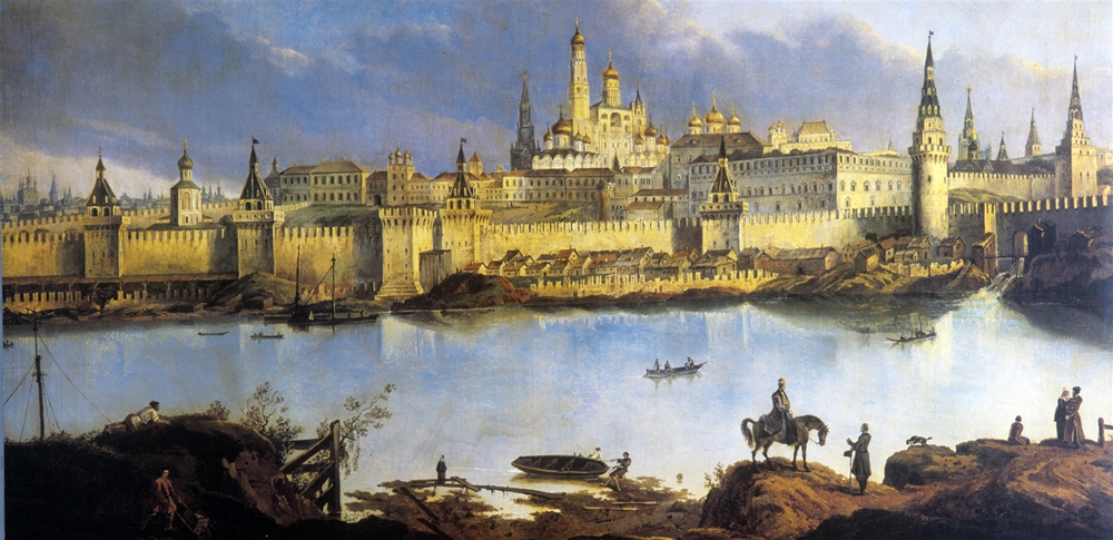 Почтовая открытка с изображением Московского Кремля в XVII-XVIII веках